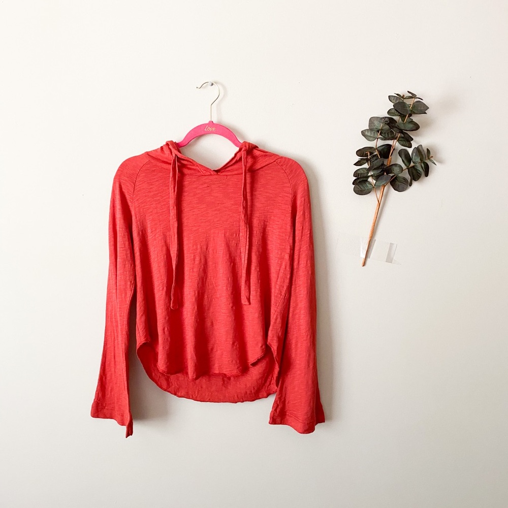 Bobi Red Long Sleeve Tee With Hood Size Small